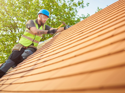 Roofer at work
