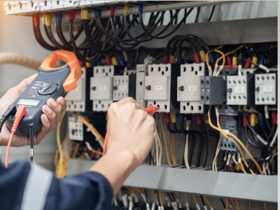 Electrician working on consumer unit